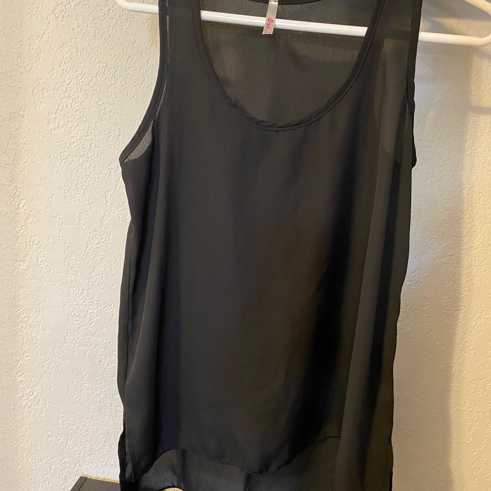 Simple black high low tank